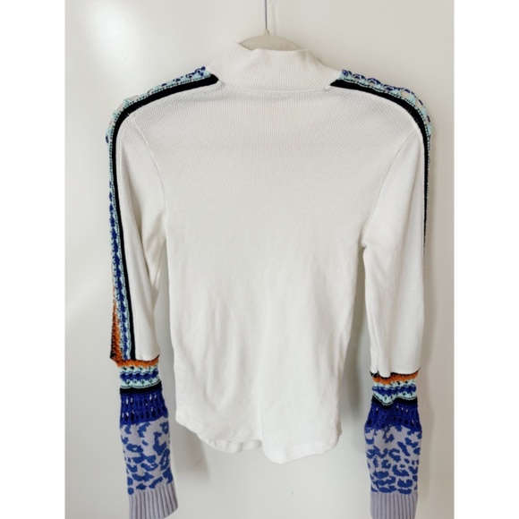 Free People Switch It Up Thermal Top Shirt Womens Crochet Cuff Mock Neck S - Picture 3 of 7